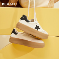 珂卡芙休闲板鞋女厚底星星单鞋2023秋季新款小白鞋学生增高德训鞋