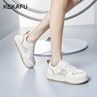 珂卡芙休闲板鞋厚底小白鞋2023春秋新款网面星星学生松糕鞋单鞋夏