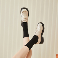 珂卡芙英伦风小皮鞋女秋冬2023新款加绒单鞋女松糕厚底软皮乐福鞋