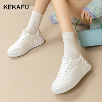 珂卡芙厚底板鞋女2024年新款春秋白色运动休闲鞋女透气百搭小白鞋