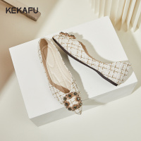 珂卡芙单鞋女2023春秋新款平底时尚百搭一脚蹬乐福鞋时装单鞋