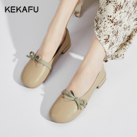 珂卡芙平底单鞋女2024春季新款蝴蝶结奶奶鞋低跟单鞋玛丽珍小皮鞋