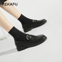 珂卡芙真皮乐福鞋女2024年春季新款一脚蹬单鞋英伦风小皮鞋平底鞋