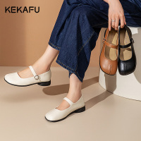 珂卡芙法式玛丽珍鞋女2024年春季新款浅口单鞋假分趾鞋豆豆猪蹄鞋