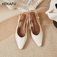 珂卡芙凉鞋女2023年夏季新款百搭尖头一脚蹬套脚鞋女法式包头凉鞋