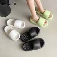 珂卡芙女夏季日常休闲网红中跟纯色松糕底增高网红时尚拖鞋