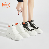 达芙妮旗下SHOEBOX/鞋柜时尚舒适休闲厚底女鞋松糕鞋冬季小白鞋系带高帮鞋子12237274