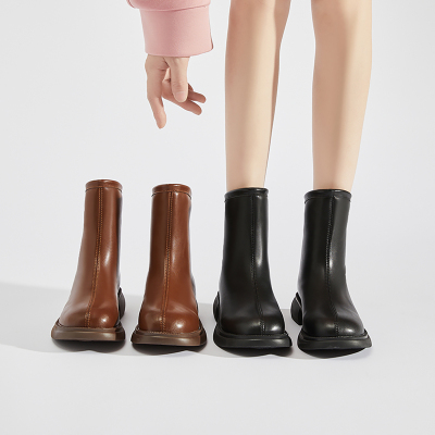 达芙妮旗下SHOEBOX鞋柜马丁靴女款短靴英伦风2022年新款秋季黑色短筒靴子12237088