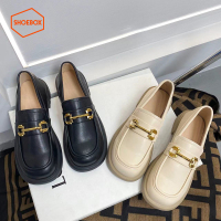 达芙妮旗下SHOEBOX鞋柜皮鞋女2022新款春秋款平底单鞋一脚蹬厚底乐福女鞋12205072