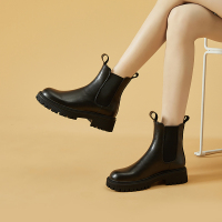 达芙妮旗下SHOEBOX鞋柜马丁靴女款短靴英伦风2022年新款秋季黑色短筒靴子5122607005