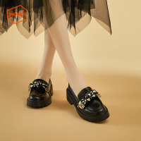 达芙妮旗下SHOEBOX/鞋柜冬季乐福鞋女鞋豆豆鞋舒适小皮鞋5123404001