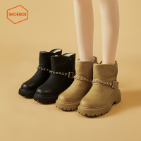 达芙妮旗下SHOEBOX/鞋柜冬季新品时装靴黑色时尚绑带女靴平底经典马丁靴子女5122608034