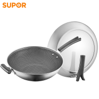 苏泊尔(SUPOR)炒锅X晶盾不锈钢不粘锅32cm少油烟家用炒菜锅燃气电磁炉通用CC32JA1