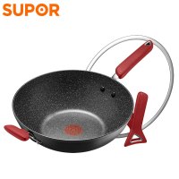 苏泊尔(SUPOR)火红点无油烟炒锅•星星石系列 火红点智能控温家用炒锅可立盖不粘易清洗 32cm PC32W8