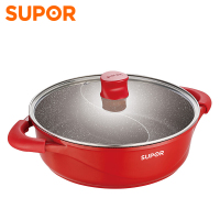 苏泊尔(SUPOR)火锅锅具不粘锅鸳鸯锅麦饭石色不串味家用电磁炉燃气通用火锅盆 30CM 大容量ET30HP01