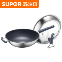 苏泊尔(SUPOR)炒锅 有钛2代不粘锅无涂层炒菜锅家用不锈钢通用 CC34JG3/CC34WT1(新老款迭代)