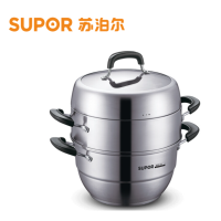 苏泊尔(SUPOR)蒸锅304不锈钢三层蒸笼加厚复底 家用蒸鱼馒头巧易取 燃气电磁炉适用 直径28cm SZ28VA1