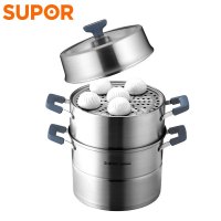 苏泊尔(SUPOR)味鲜Ⅱ.不串味三层可折叠不锈钢复底蒸锅带整格磁炉通用 SZ28E5 28cm