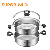 苏泊尔(SUPOR)火锅304不锈钢28cm大汤锅蒸笼多功能火锅盆加厚涮锅电磁炉燃气煤气灶明火通用 ET28AAS01