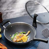 苏泊尔(SUPOR)316L不锈钢防粘锅炒菜少油烟蜂窝双面屏34cm 家用烹饪锅具磁炉通用 EC34JKC02