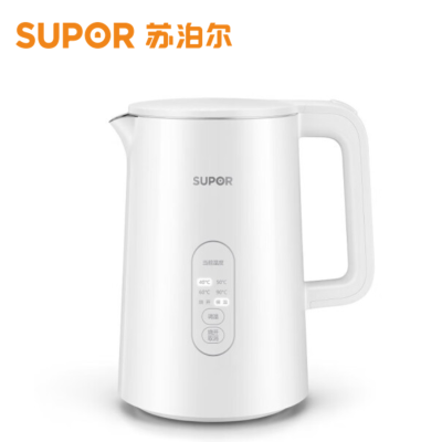 苏泊尔(SUPOR)电热水壶1.5L电烧水壶不锈钢内胆 双模式煮水实时显温5段调温保温开水壶 SW-15S73A