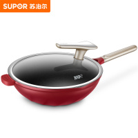苏泊尔轻量有钛不怕铲炒锅家用炒菜锅平底锅不粘锅电磁炉燃气专用PC34NC01 (带副把手)