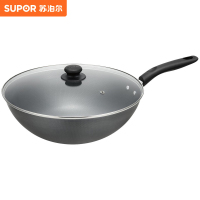 苏泊尔(SUPOR)炒锅34cm 精铁臻火蜂窝铁锅家用通用炒菜锅带锅盖 VC34RF02