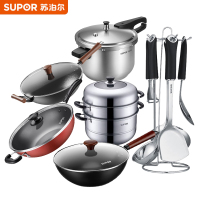 苏泊尔(SUPOR)必出样6件套(大尺寸)3款炒锅+1款蒸锅+1款压力锅+1套铲勺