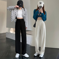 秋壳阔腿裤女裤子高腰垂感小个子宽松直筒西装休闲春夏秋西裤