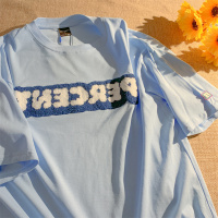 秋壳美式潮牌ins风超火毛巾绣字母短袖T恤女2022早春圆领复古上衣