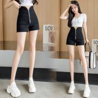 秋壳弹力短裤女高腰2022新款百搭修身显瘦高腰a字拉链短裤热裤
