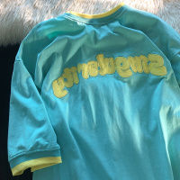 秋壳美式古着ins简约风刺绣字母短袖T恤女2022宽松百搭圆领上衣潮