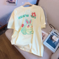 秋壳2022春夏季甜美小兔子设计款短袖T恤女ins风小众设计感上衣潮
