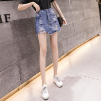 秋壳2022 ins超火牛仔短裙防走光开叉半身裙包臀a字裙