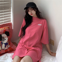 秋壳6535棉夏装百搭短袖T恤女中长款流行小衫上衣