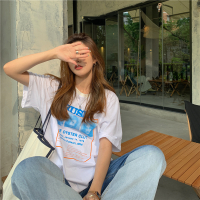 秋壳夏装韩版印花宽松中长款短袖T恤女学生