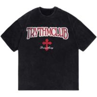 秋壳2022年夏季新款情侣美式复古重工做旧水洗小众设计棉T恤男女