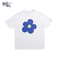 秋壳秋壳复古美式夏季休闲国潮牌模糊花朵可爱幻影印花宽松短袖T恤