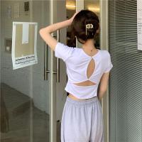 秋壳2022新款露背T恤女美背露肚脐清凉打底衫显瘦上衣