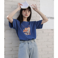 秋壳夏季印花图案宽松显瘦圆领棉质T恤女休闲短袖打底上衣