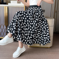 秋壳2022夏季新款垂感冰丝面料爱心半身裙女中长款松紧腰A字裙