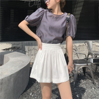 秋壳2022新款百搭阔腿短裤夏季热裤女式A字裤松紧腰显瘦短裤