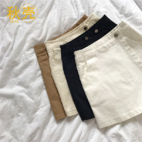 秋壳纯棉新款韩版夏季女装高腰a字裤短裤女学生纯色休闲百搭裤裙