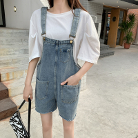 秋壳#春夏新款港风破洞背带裤子女宽松显瘦减龄吊带热裤