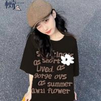 秋壳纯棉100%复古美式印花T恤ins风2022新款夏季宽松百搭短袖女
