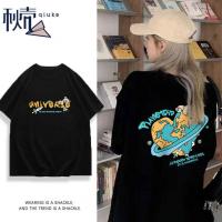 秋壳纯棉100%复古美式印花T恤甜酷辣妹宽松宽松显瘦短袖2022