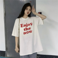 夏季宽松型T恤女设计感小众美式字母圆领短袖上衣