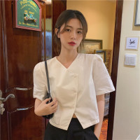 ~夏季新款韩版百搭显瘦不规则设计感衬衣