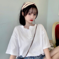 短袖T恤女设计感不规则开叉上衣ins