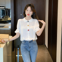 2022夏季甜美减龄娃娃领设计感小众灯笼袖洋气女式衬衫